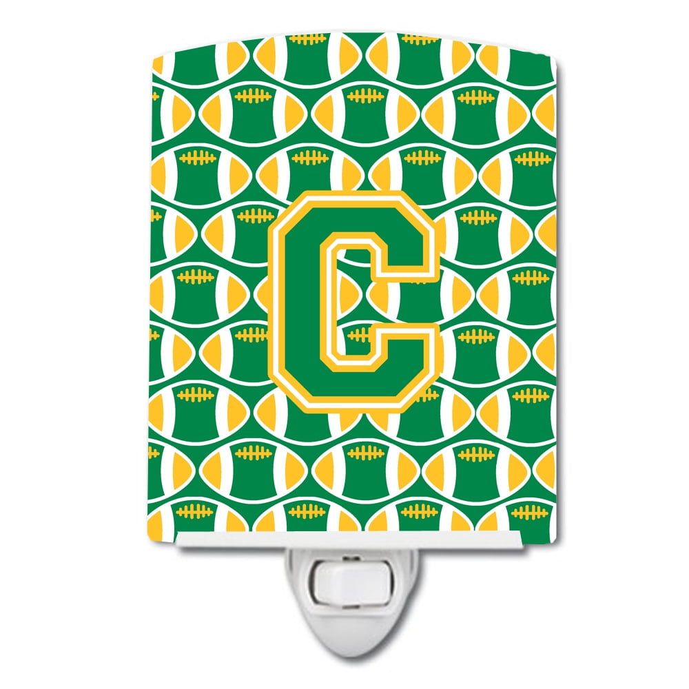 Letter C Football Green & Gold Ceramic Night Light