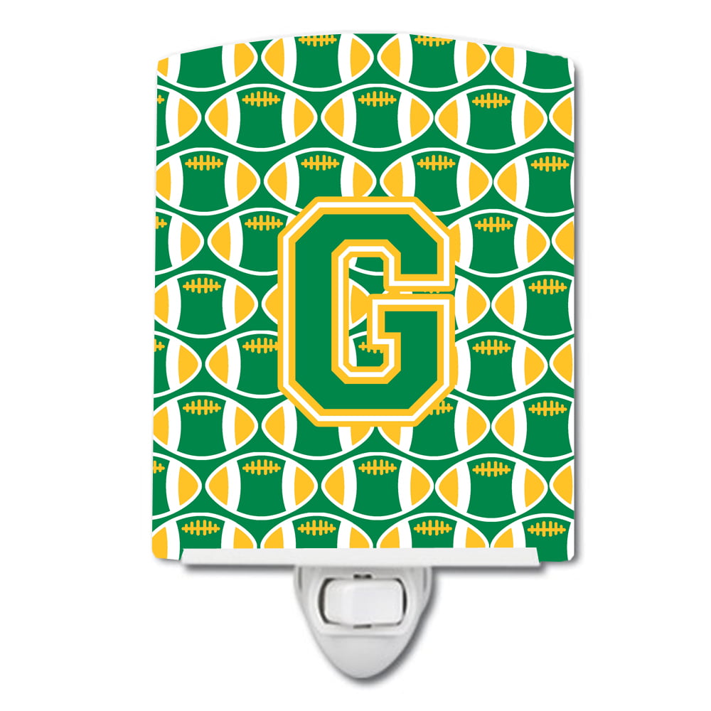 Letter G Football Green & Gold Ceramic Night Light