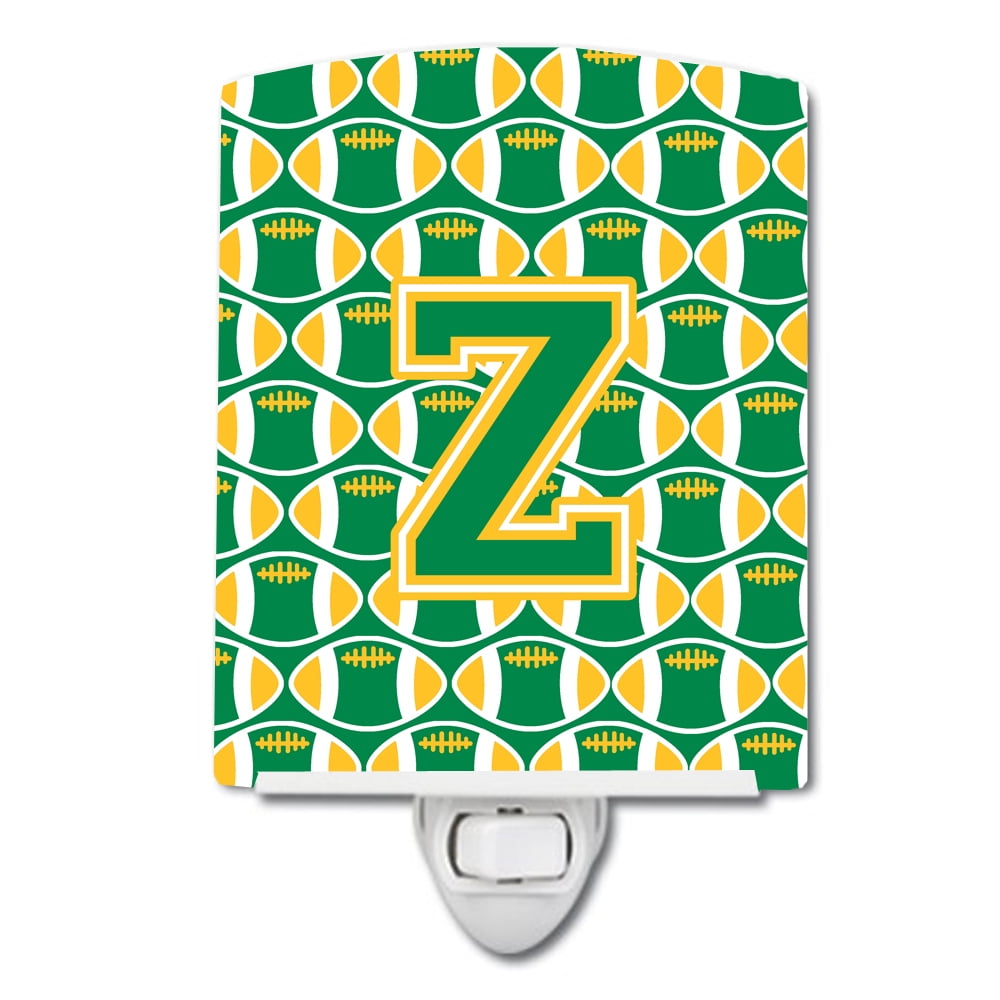 Letter Z Football Green & Gold Ceramic Night Light