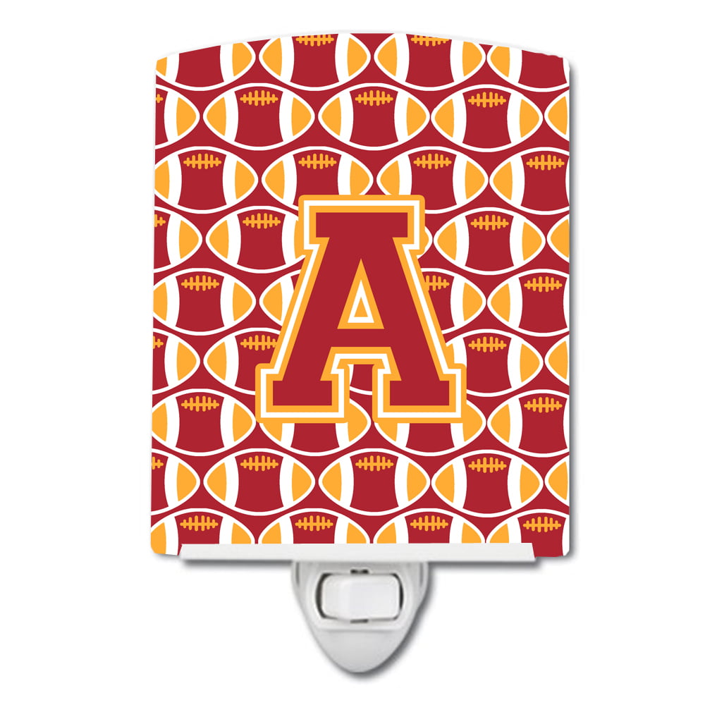 Letter A Football Cardinal & Gold Ceramic Night Light