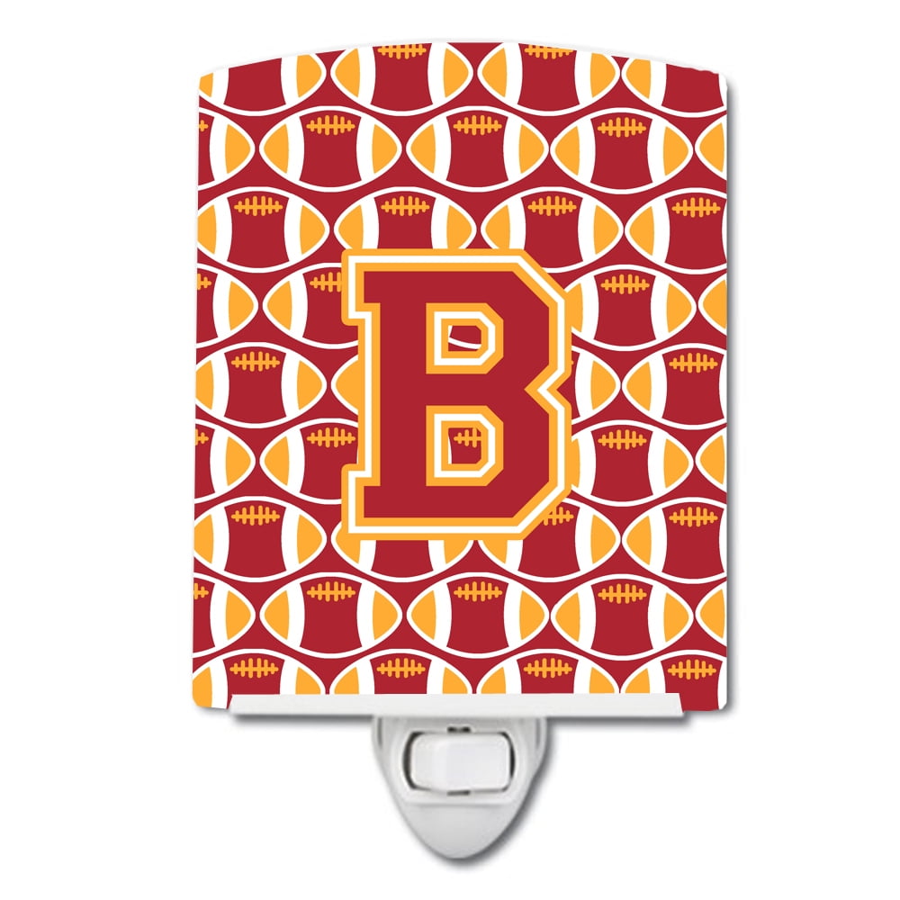 Letter B Football Cardinal & Gold Ceramic Night Light