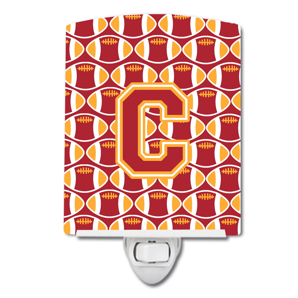 Letter C Football Cardinal & Gold Ceramic Night Light