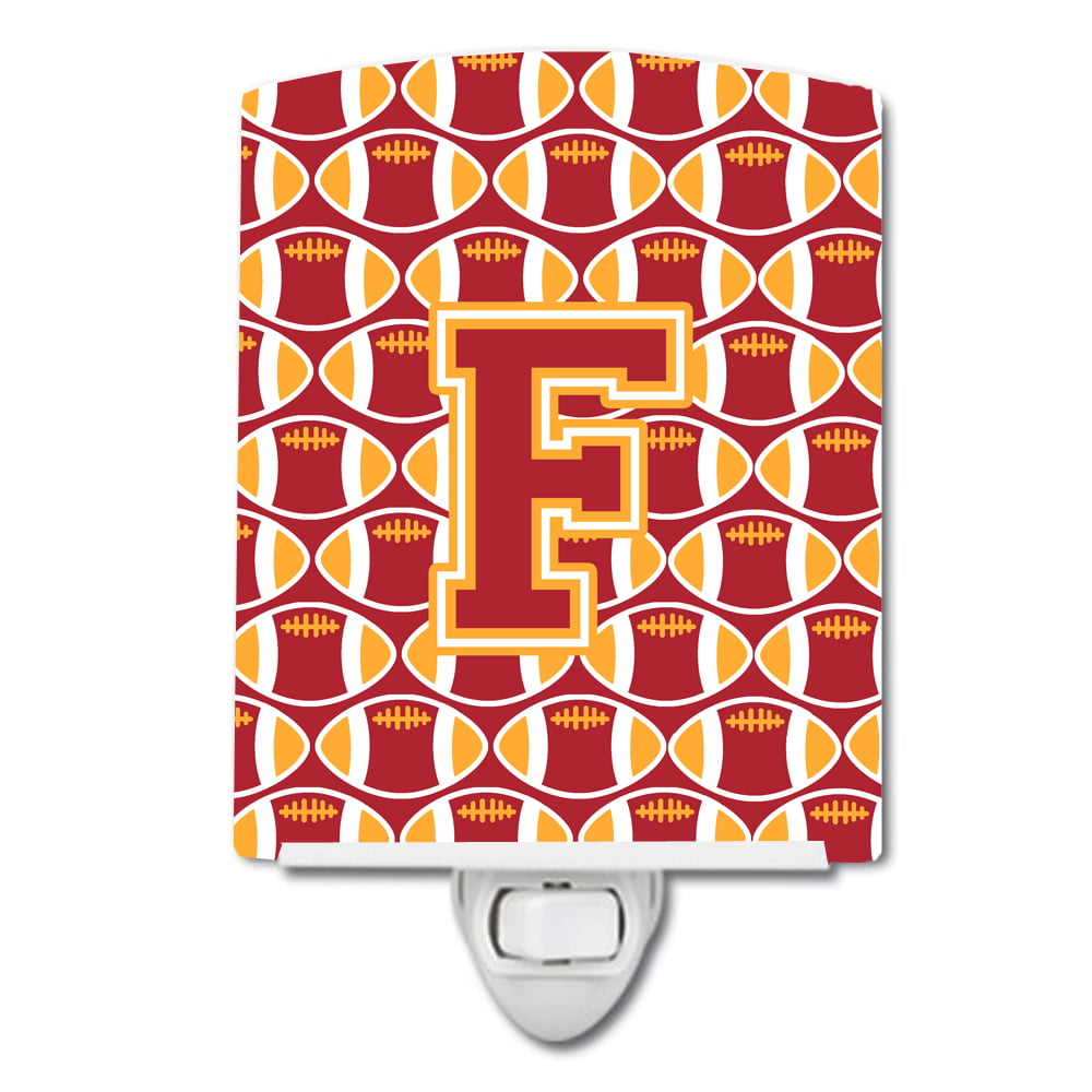 Letter F Football Cardinal & Gold Ceramic Night Light