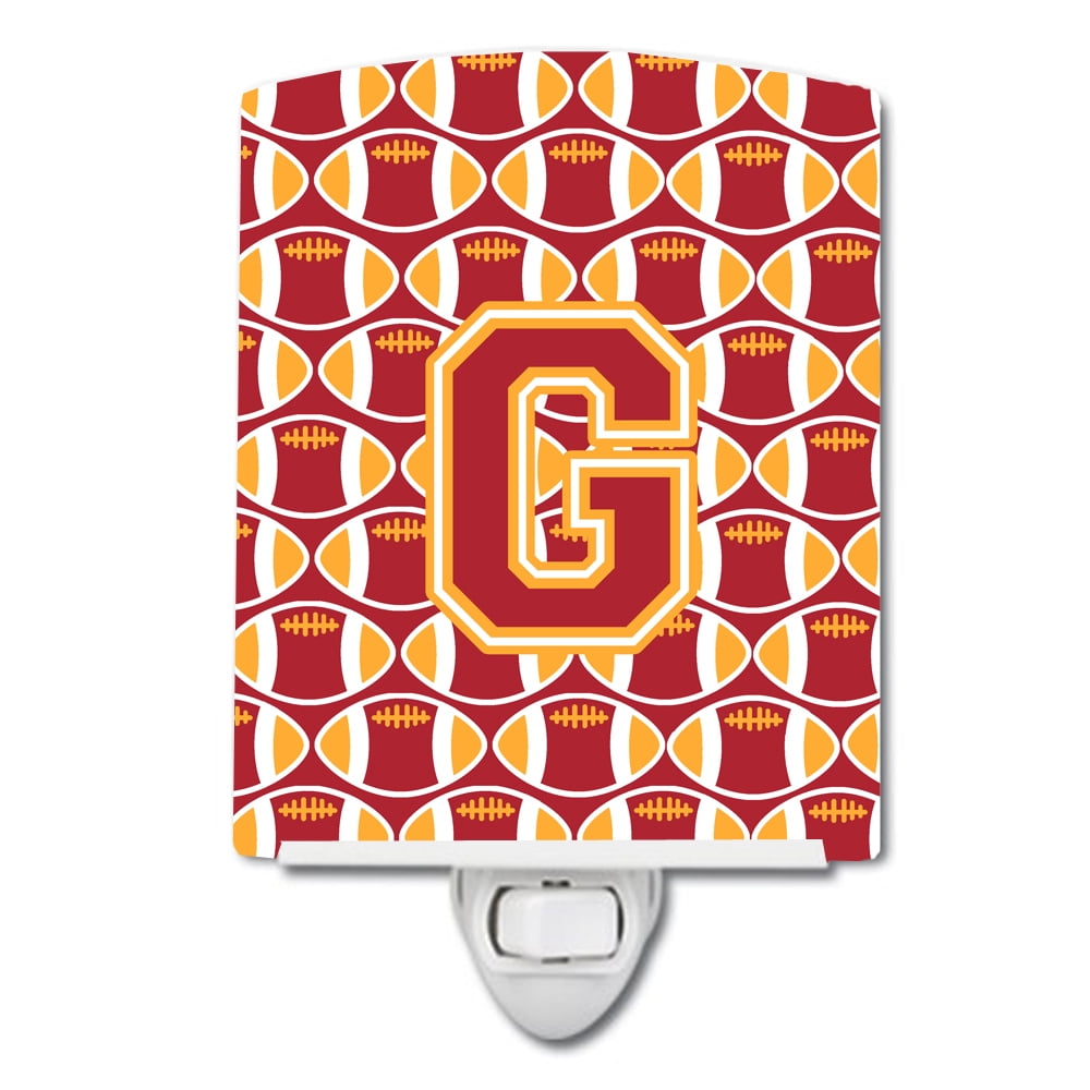 Letter G Football Cardinal & Gold Ceramic Night Light