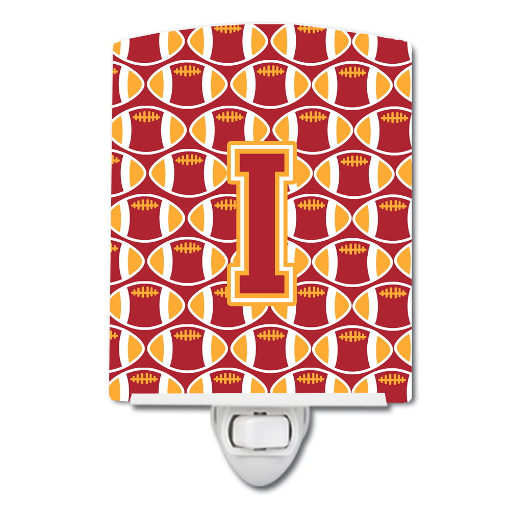 Letter I Football Cardinal & Gold Ceramic Night Light