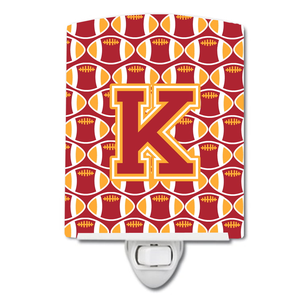 Letter K Football Cardinal & Gold Ceramic Night Light