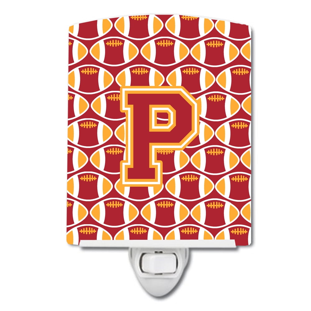 Letter P Football Cardinal & Gold Ceramic Night Light