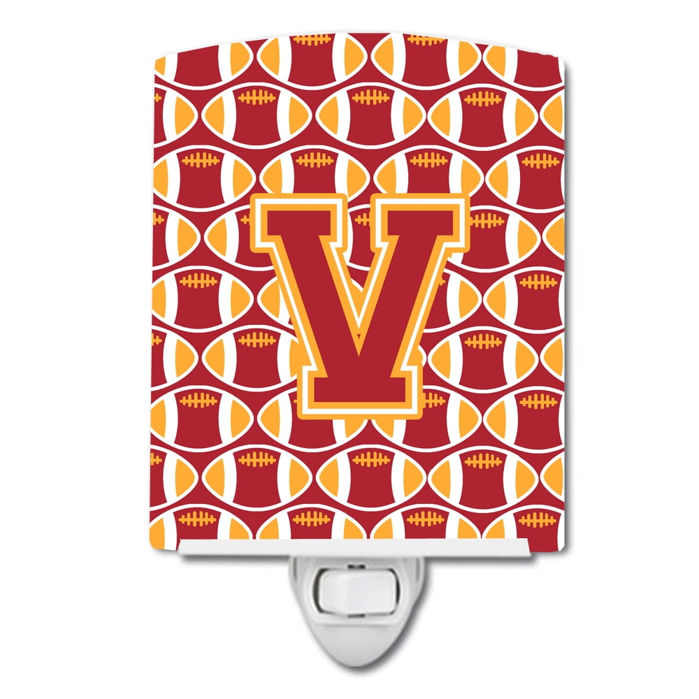 Letter V Football Cardinal & Gold Ceramic Night Light