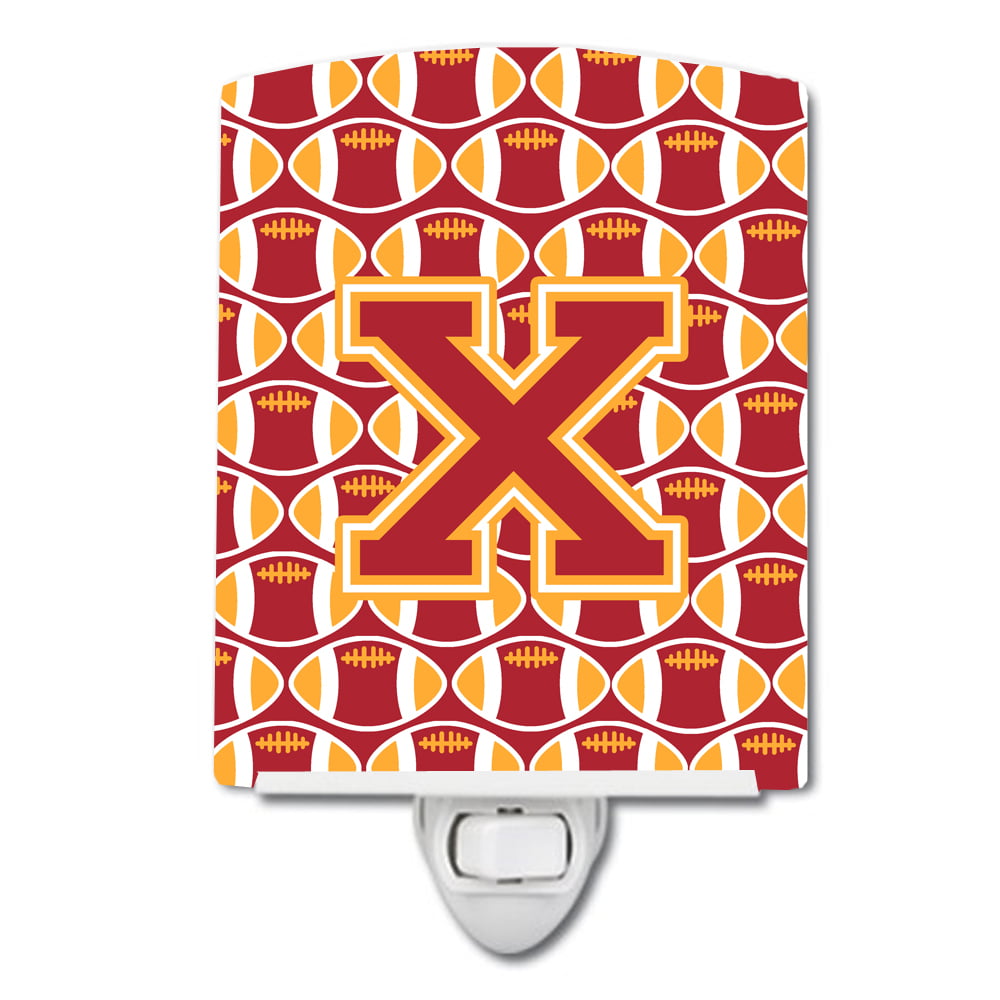 Letter X Football Cardinal & Gold Ceramic Night Light