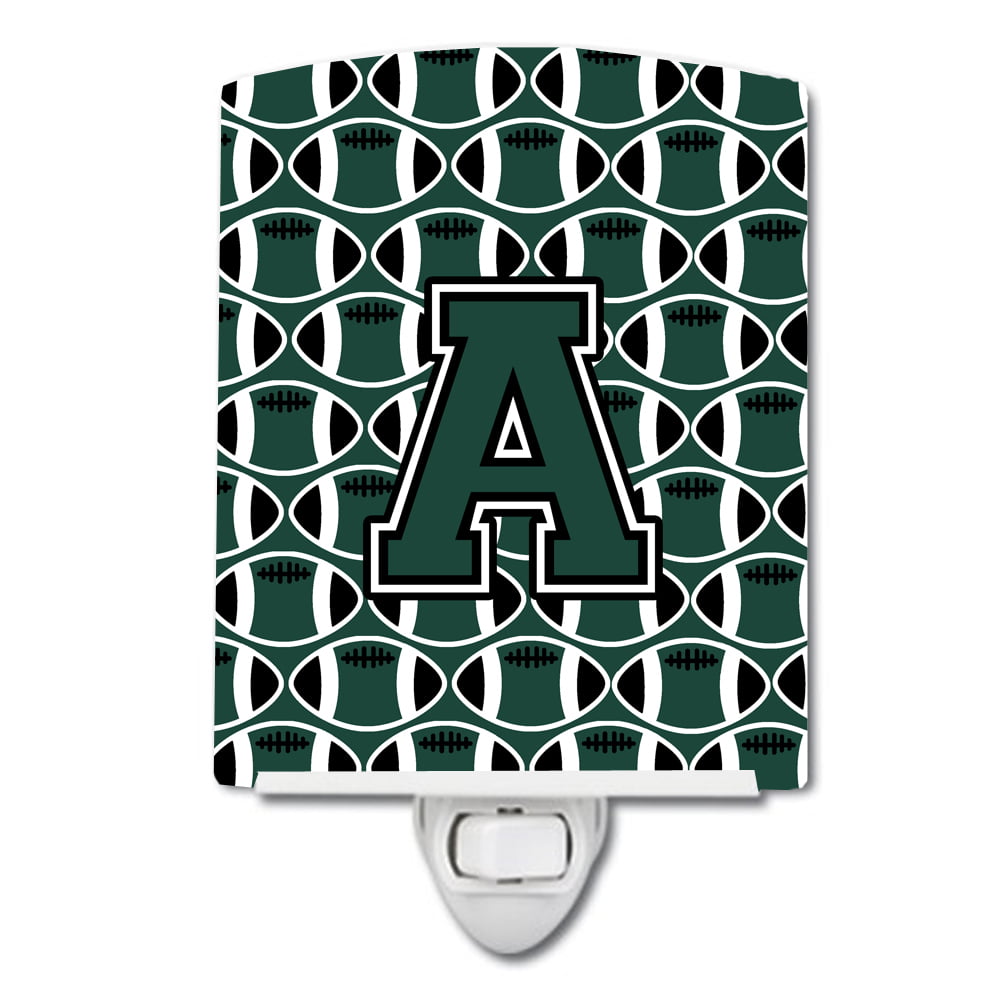 Letter A Football Green & White Ceramic Night Light