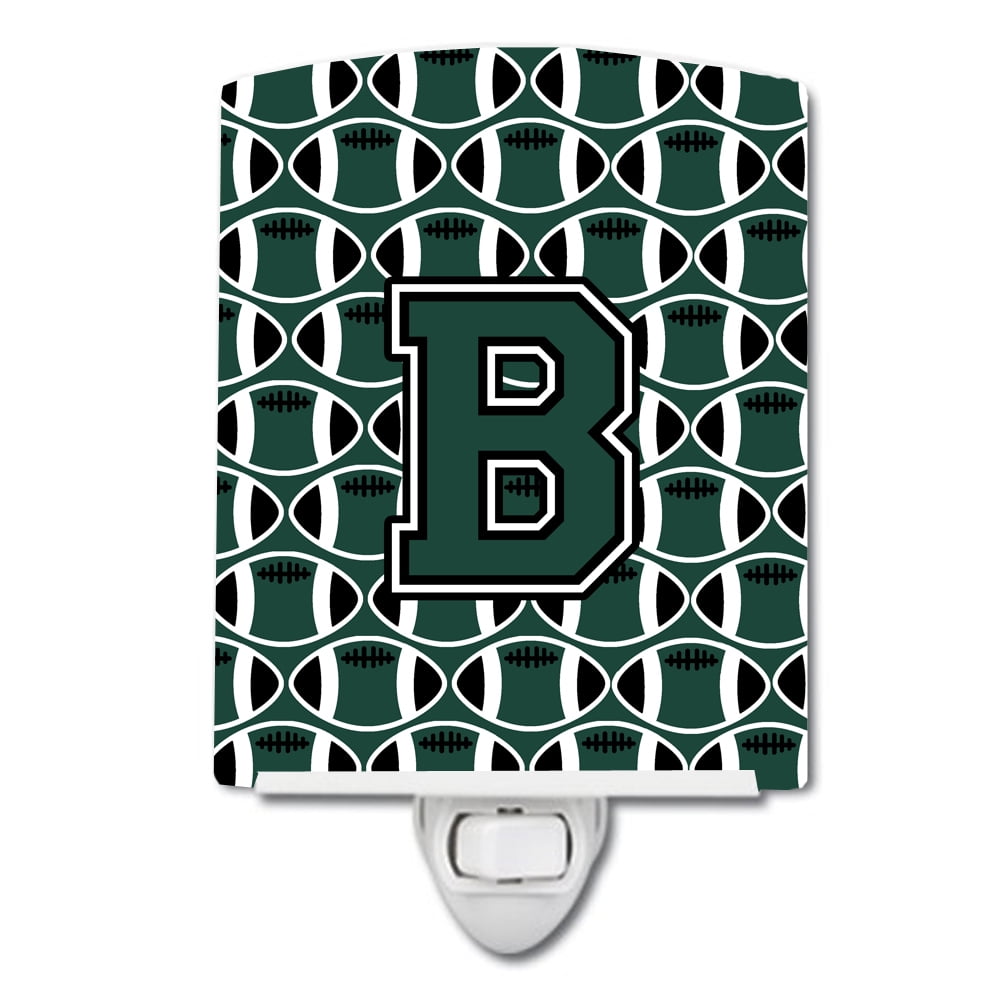 Letter B Football Green & White Ceramic Night Light