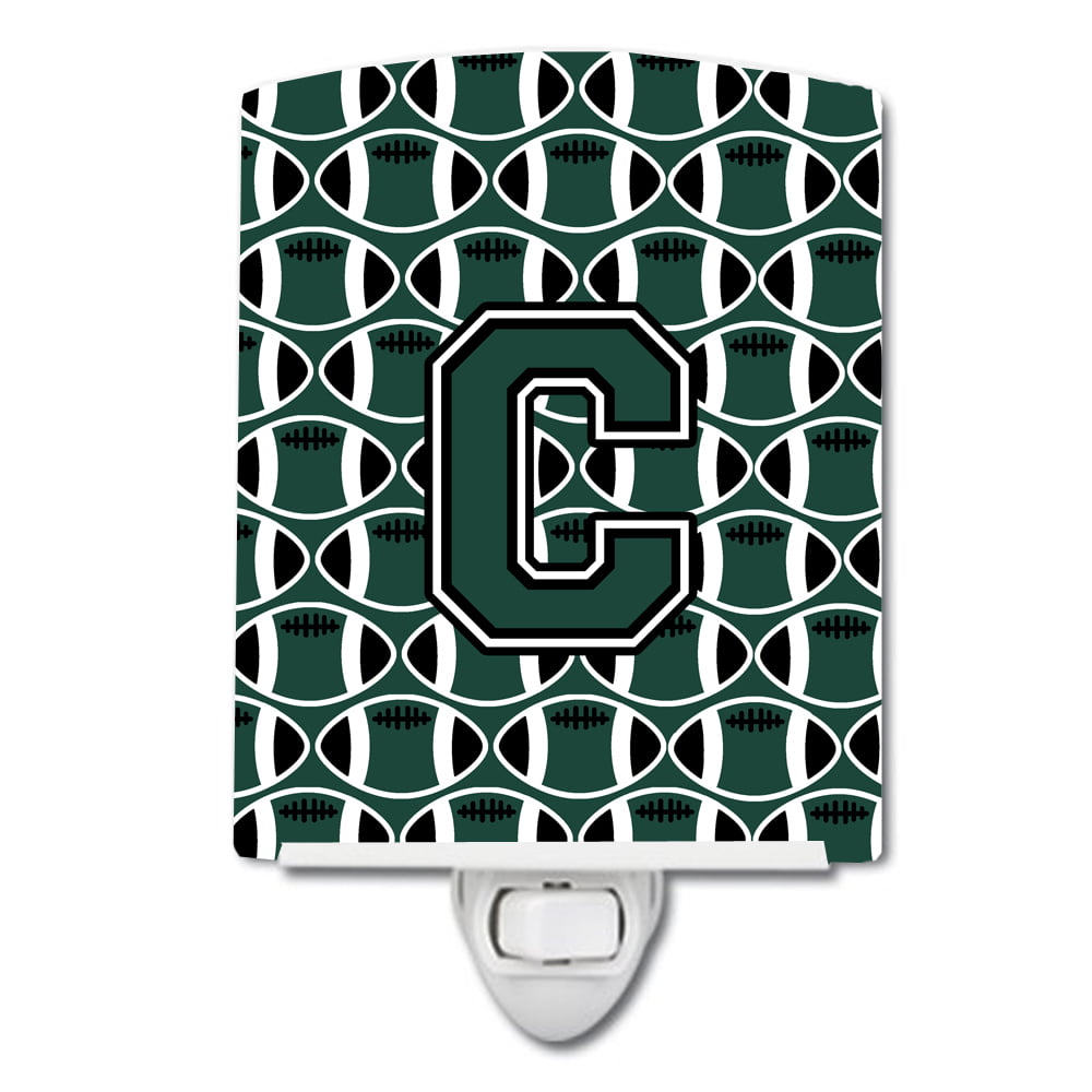 Letter C Football Green & White Ceramic Night Light