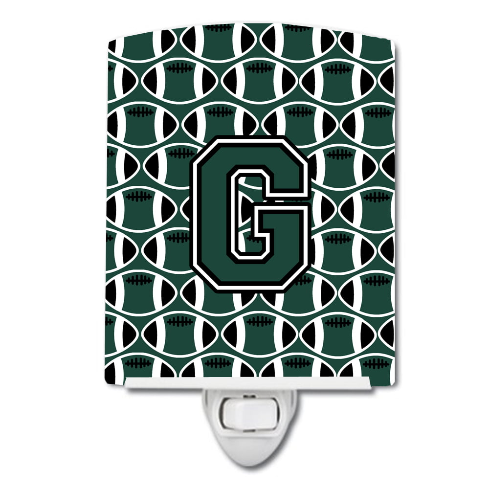 Letter G Football Green & White Ceramic Night Light