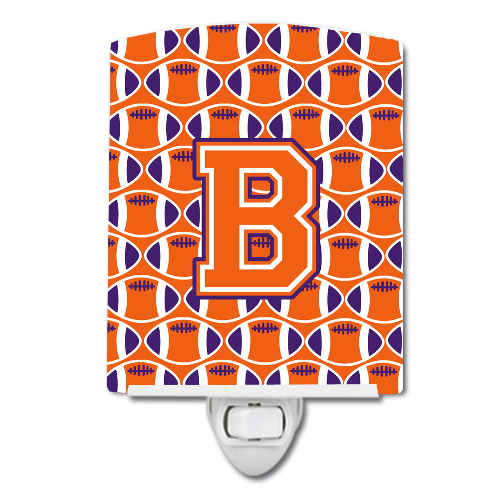 Letter B Football Orange, White & Regalia Ceramic Night Light