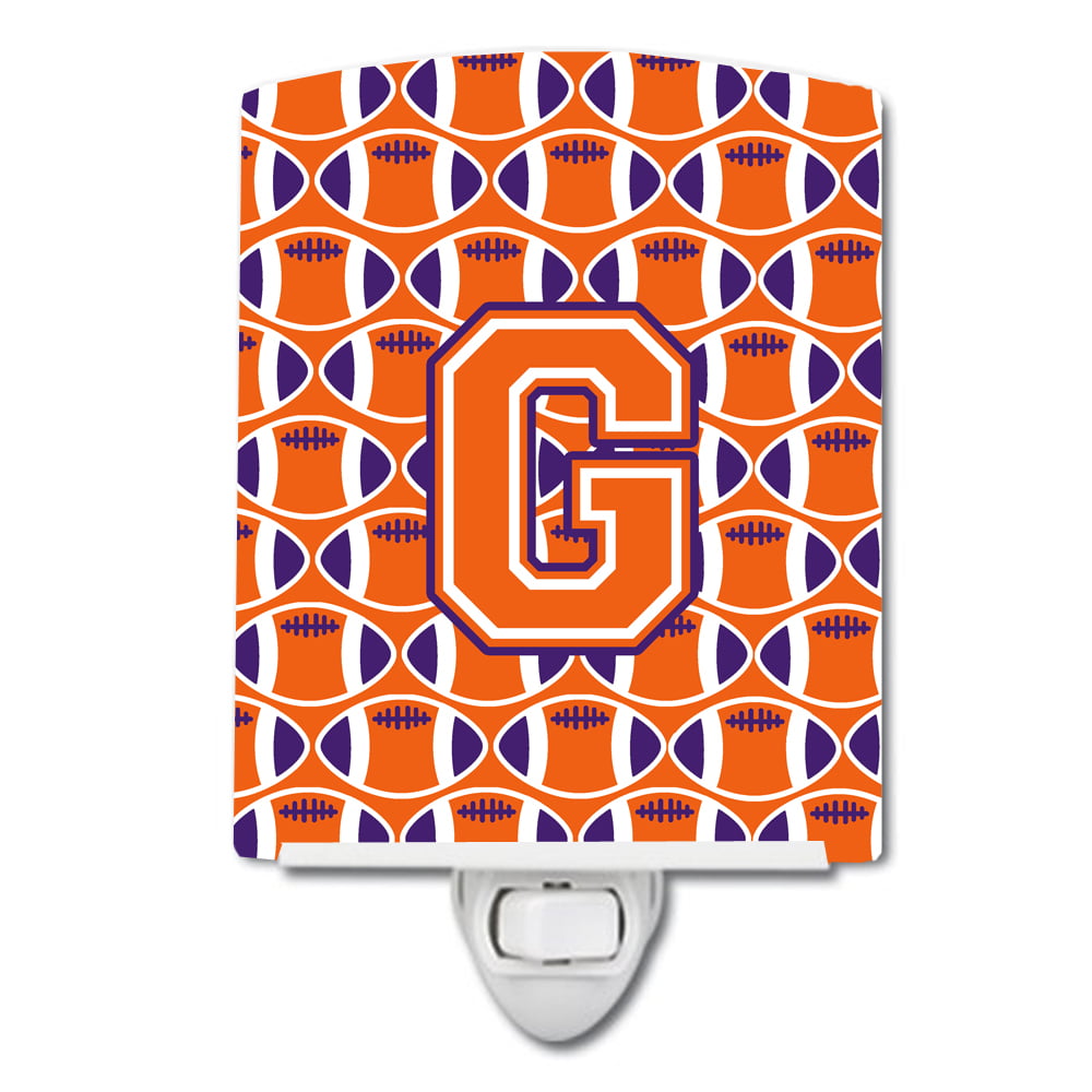 Letter G Football Orange, White & Regalia Ceramic Night Light