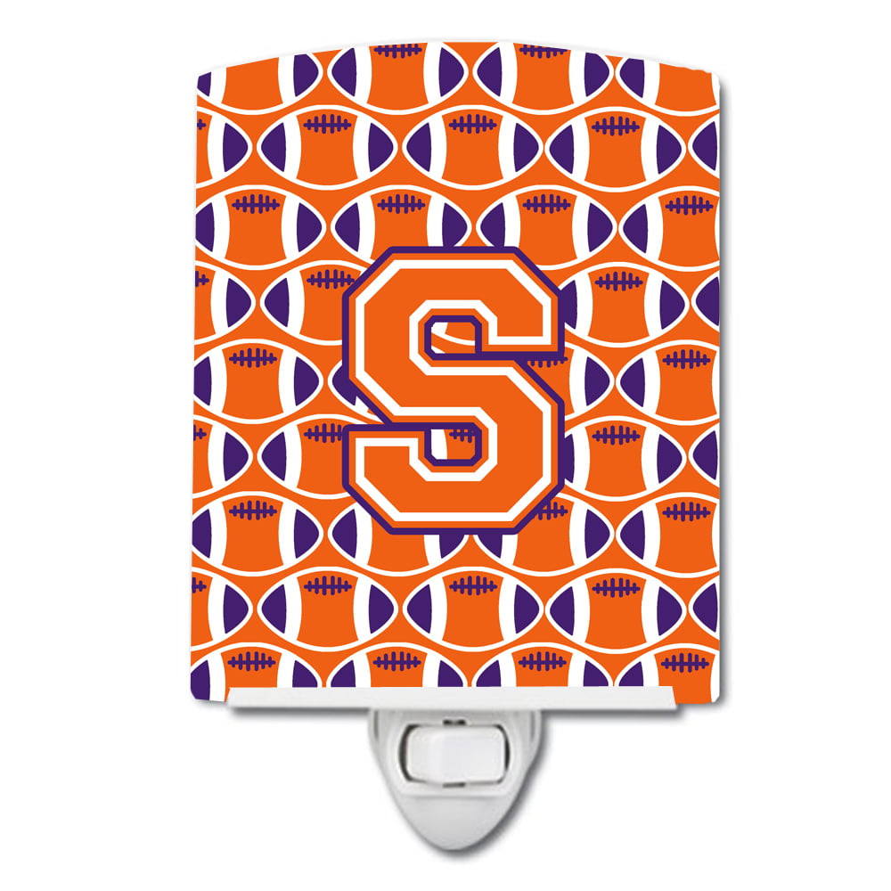 Letter S Football Orange, White & Regalia Ceramic Night Light