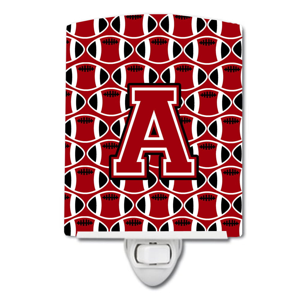 Letter A Football Red, Black & White Ceramic Night Light