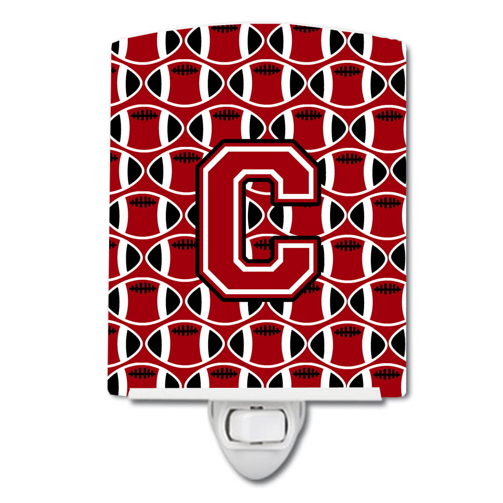 Letter C Football Red, Black & White Ceramic Night Light