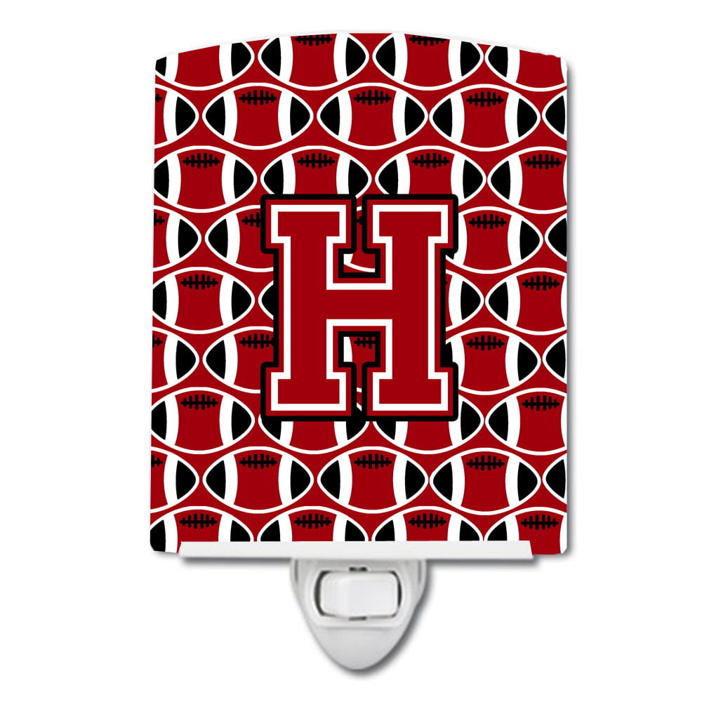 Letter H Football Red, Black & White Ceramic Night Light