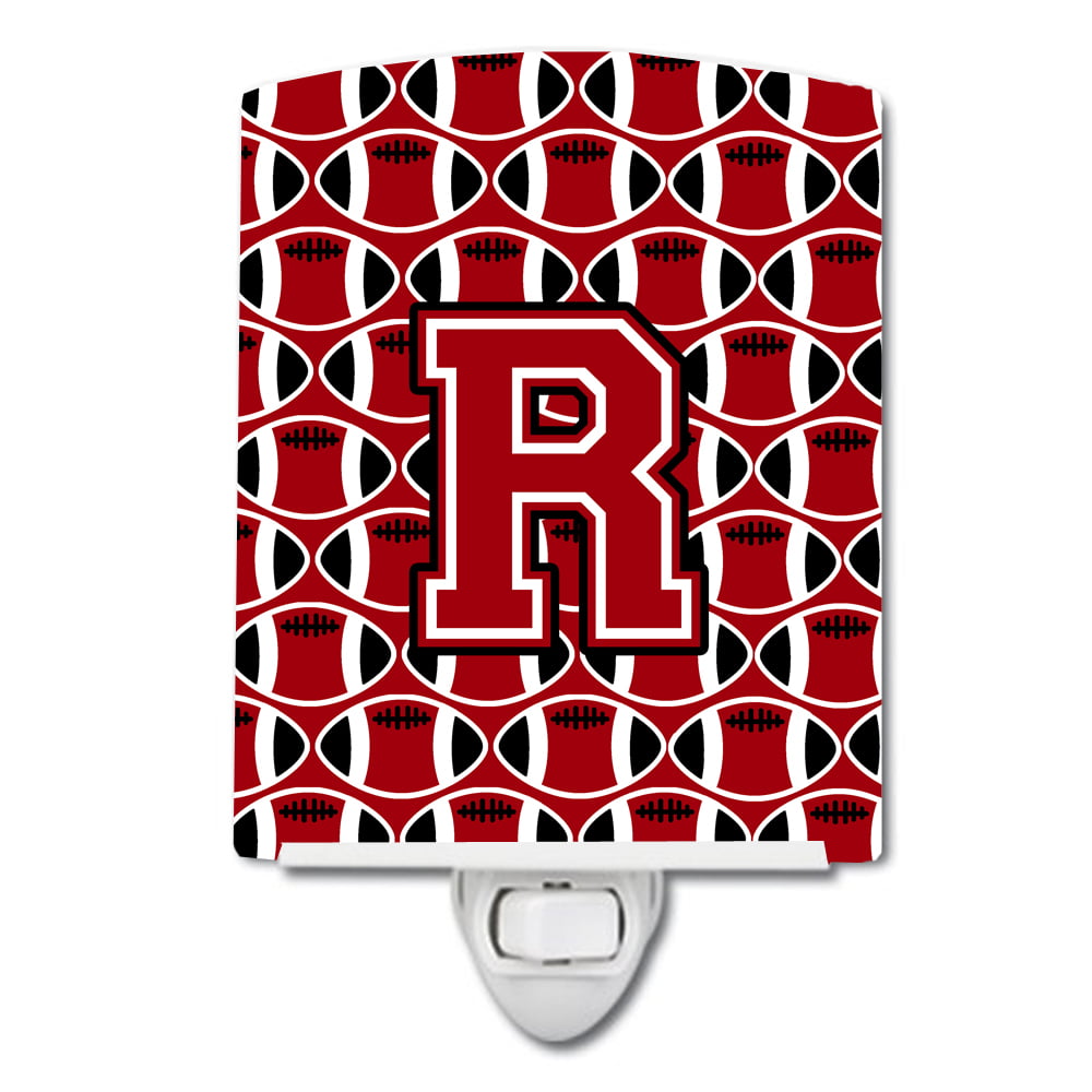 Letter R Football Red, Black & White Ceramic Night Light