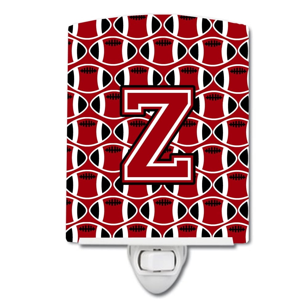 Letter Z Football Red, Black & White Ceramic Night Light