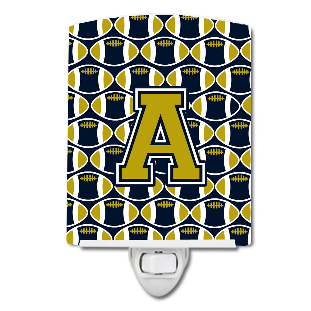 Letter A Football Blue & Gold Ceramic Night Light