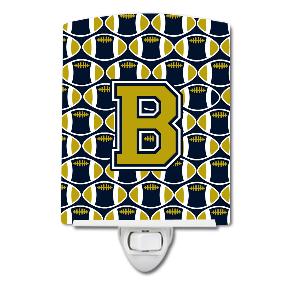 Letter B Football Blue & Gold Ceramic Night Light