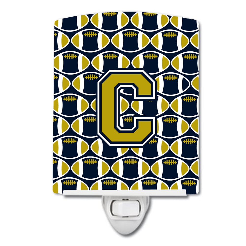 Letter C Football Blue & Gold Ceramic Night Light