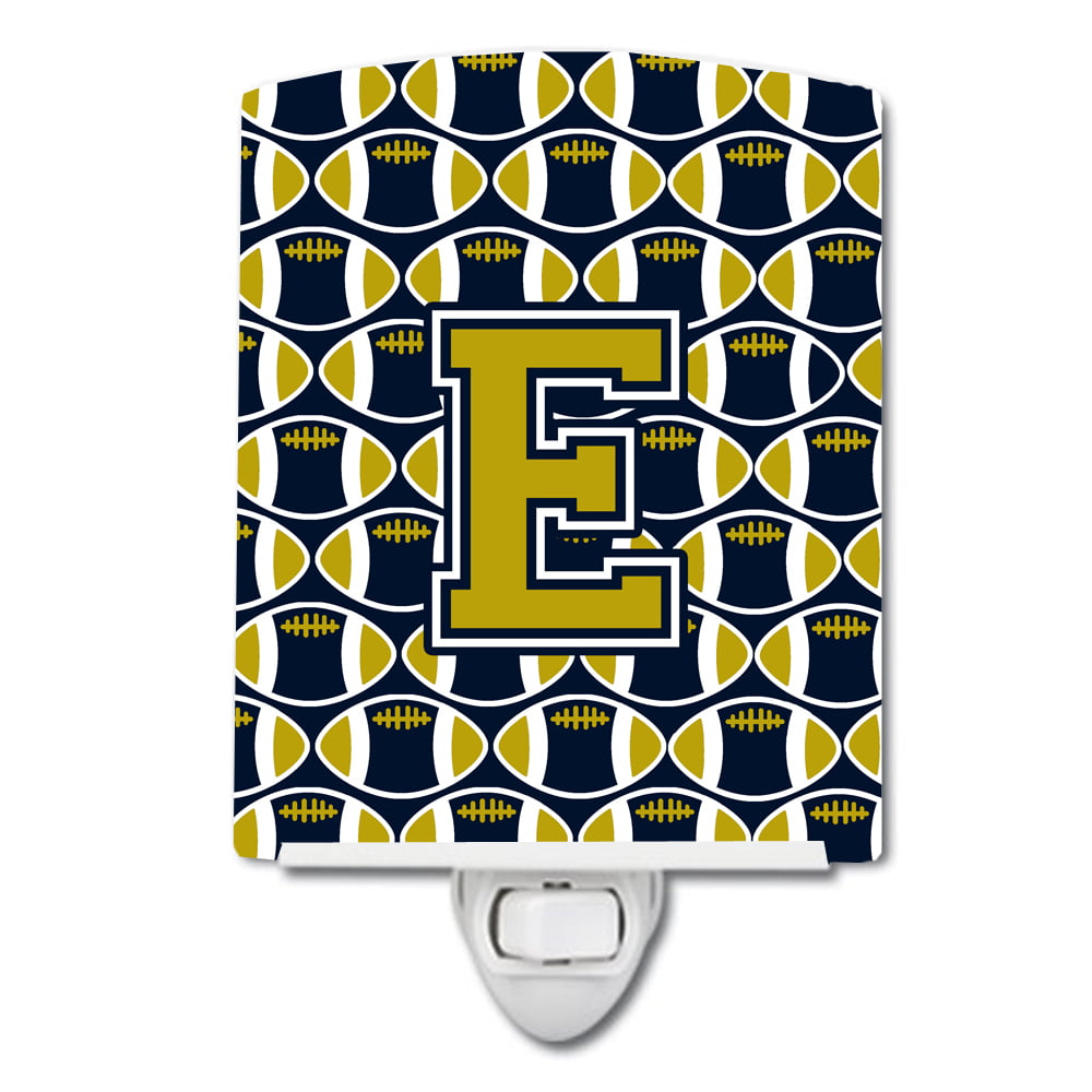 Letter E Football Blue & Gold Ceramic Night Light
