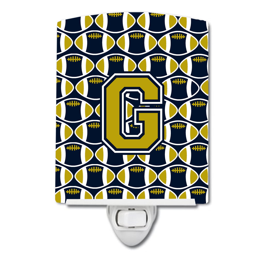 Letter G Football Blue & Gold Ceramic Night Light