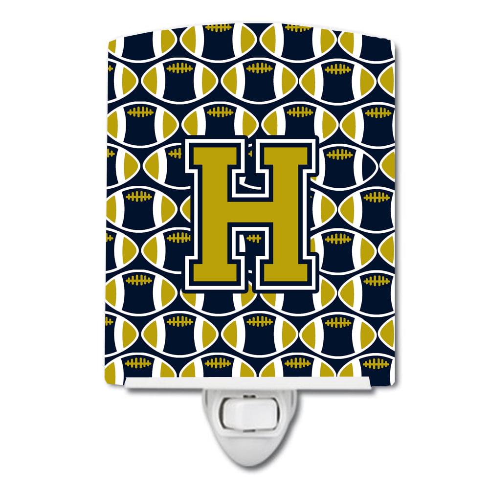 Letter H Football Blue & Gold Ceramic Night Light