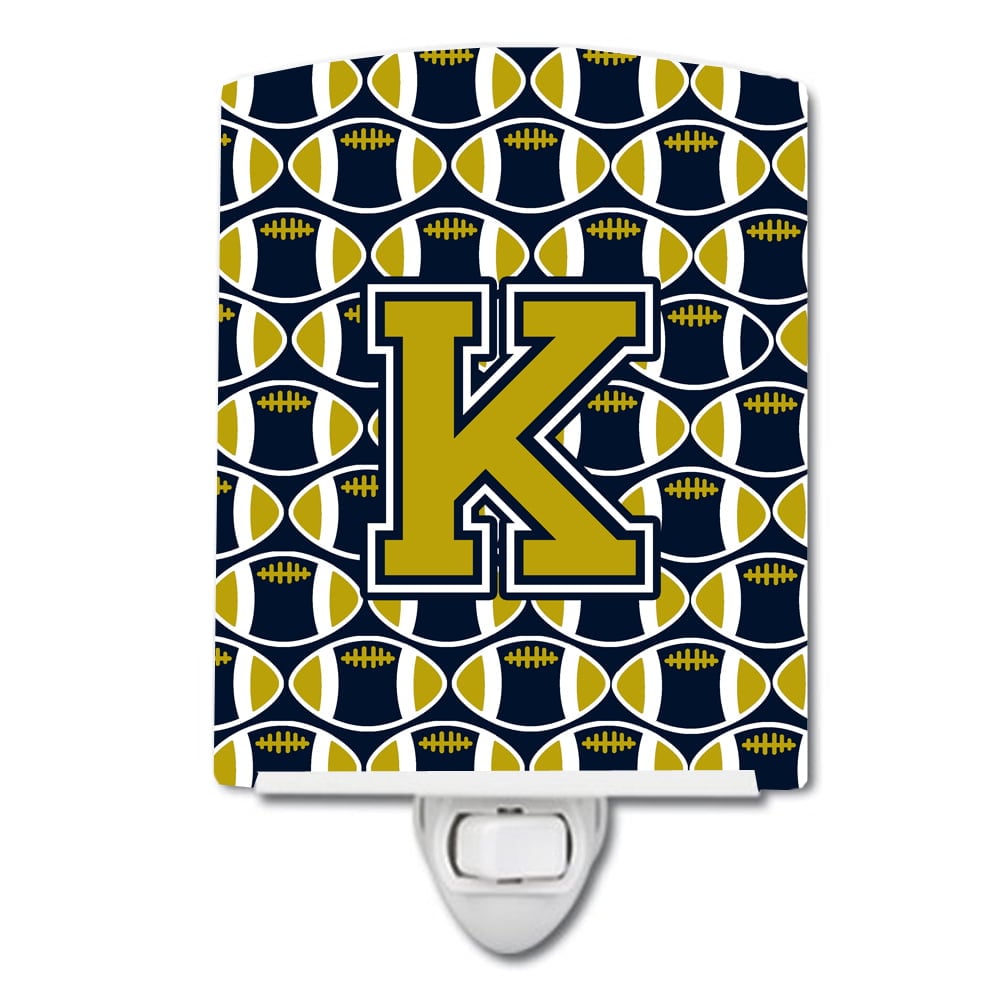 Letter K Football Blue & Gold Ceramic Night Light