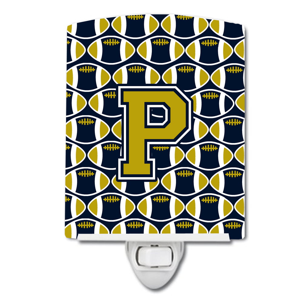 Letter P Football Blue & Gold Ceramic Night Light