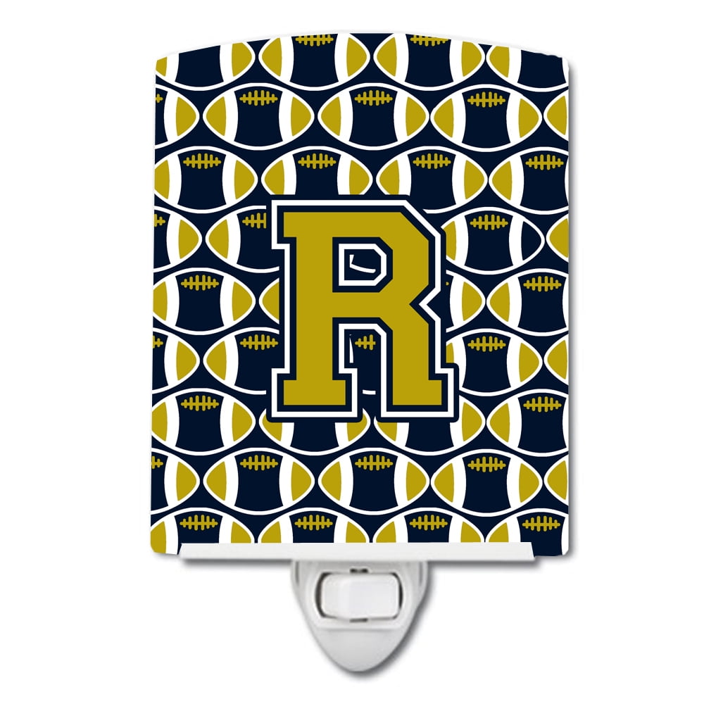 Letter R Football Blue & Gold Ceramic Night Light