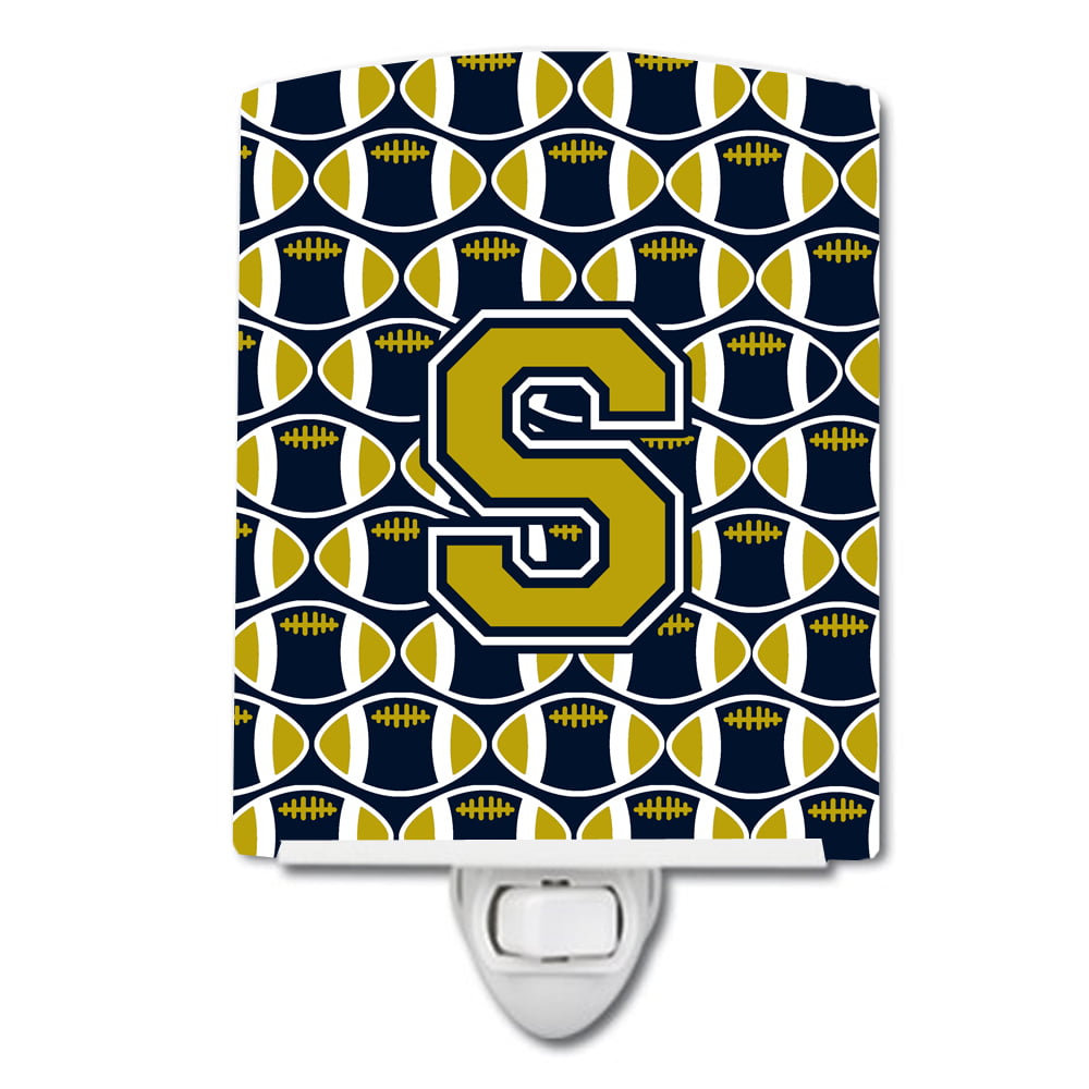 Letter S Football Blue & Gold Ceramic Night Light