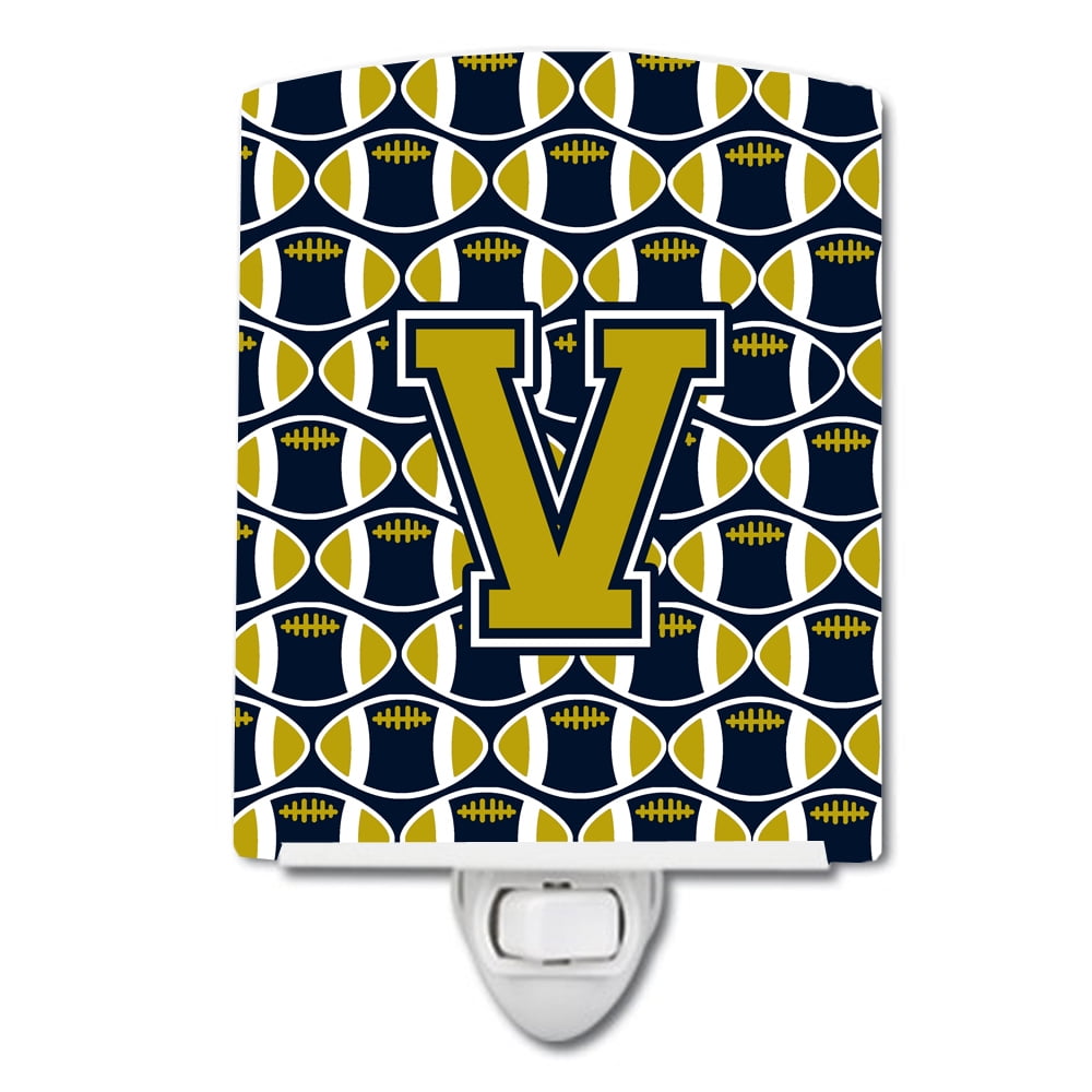 Letter V Football Blue & Gold Ceramic Night Light