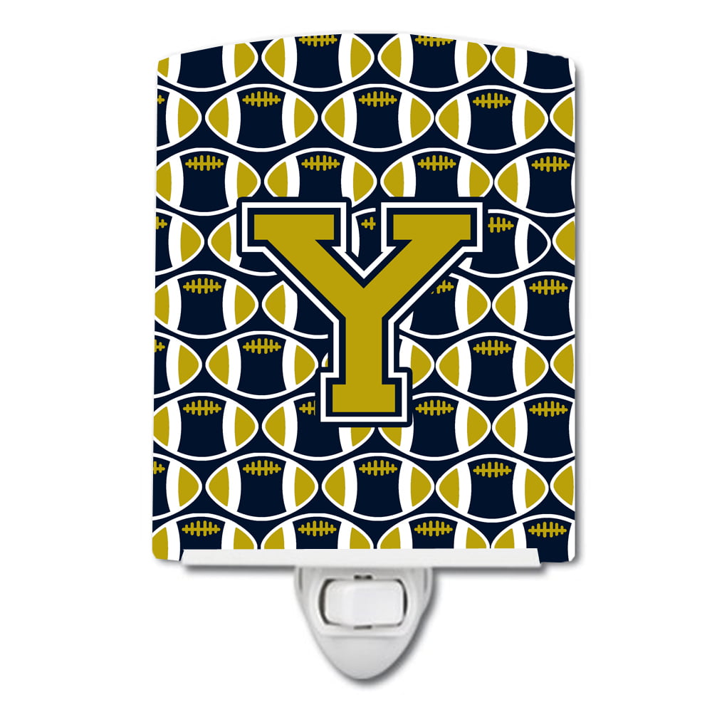 Letter Y Football Blue & Gold Ceramic Night Light