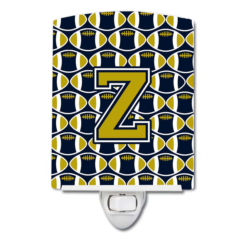 Letter Z Football Blue & Gold Ceramic Night Light