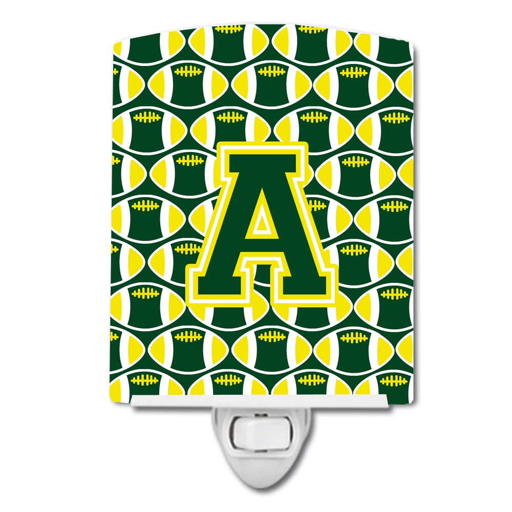 Letter A Football Green & Yellow Ceramic Night Light