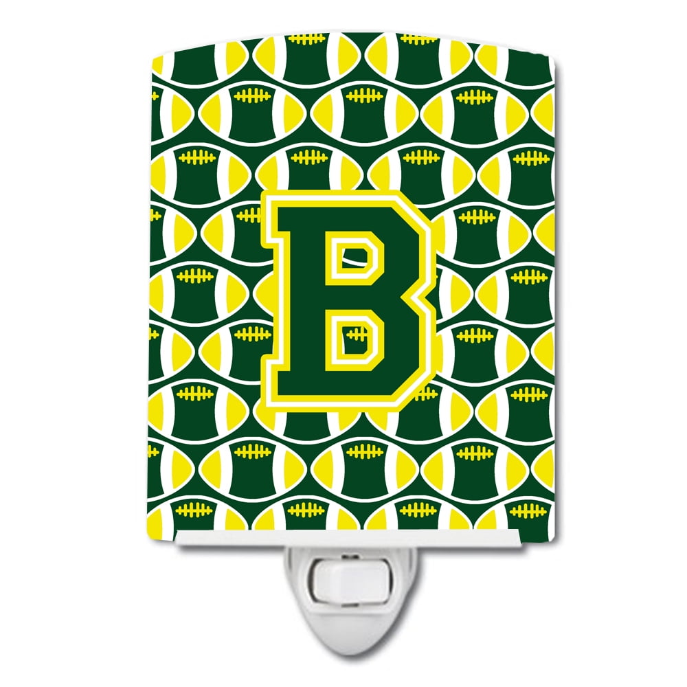 Letter B Football Green & Yellow Ceramic Night Light