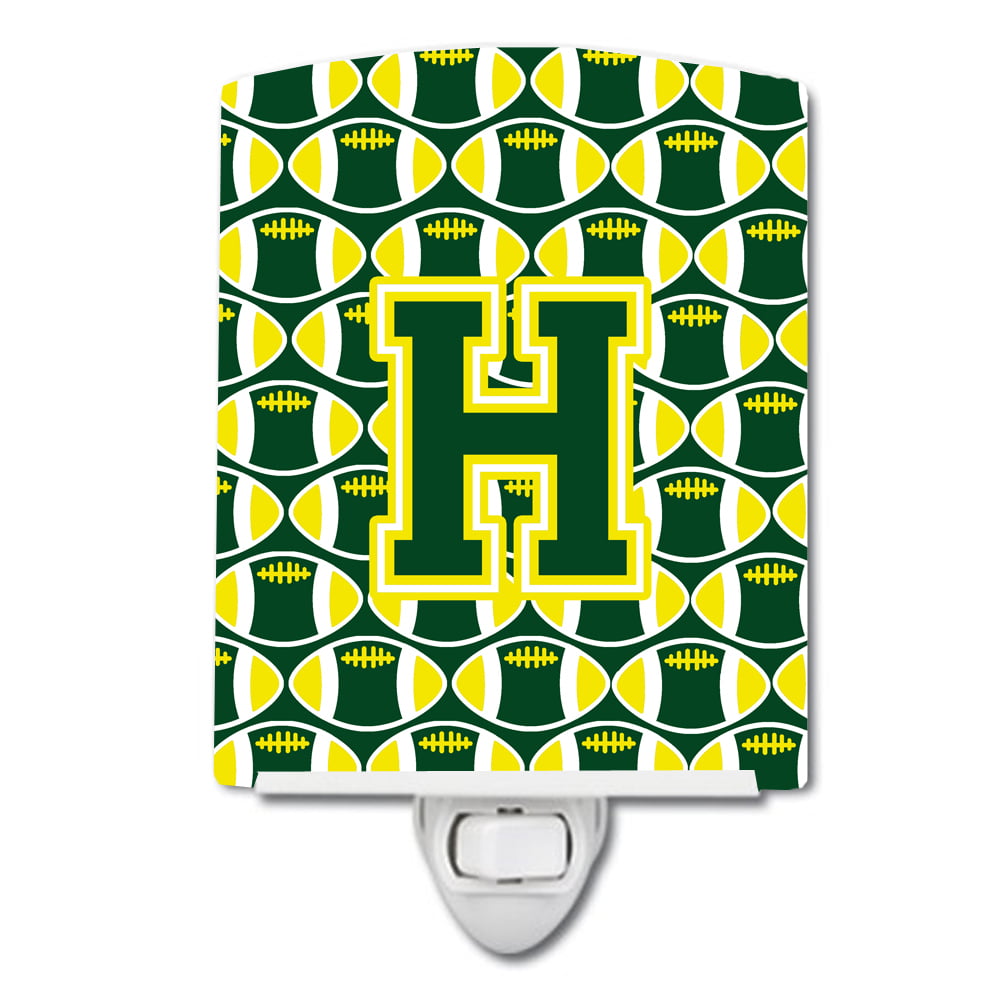 Letter H Football Green & Yellow Ceramic Night Light