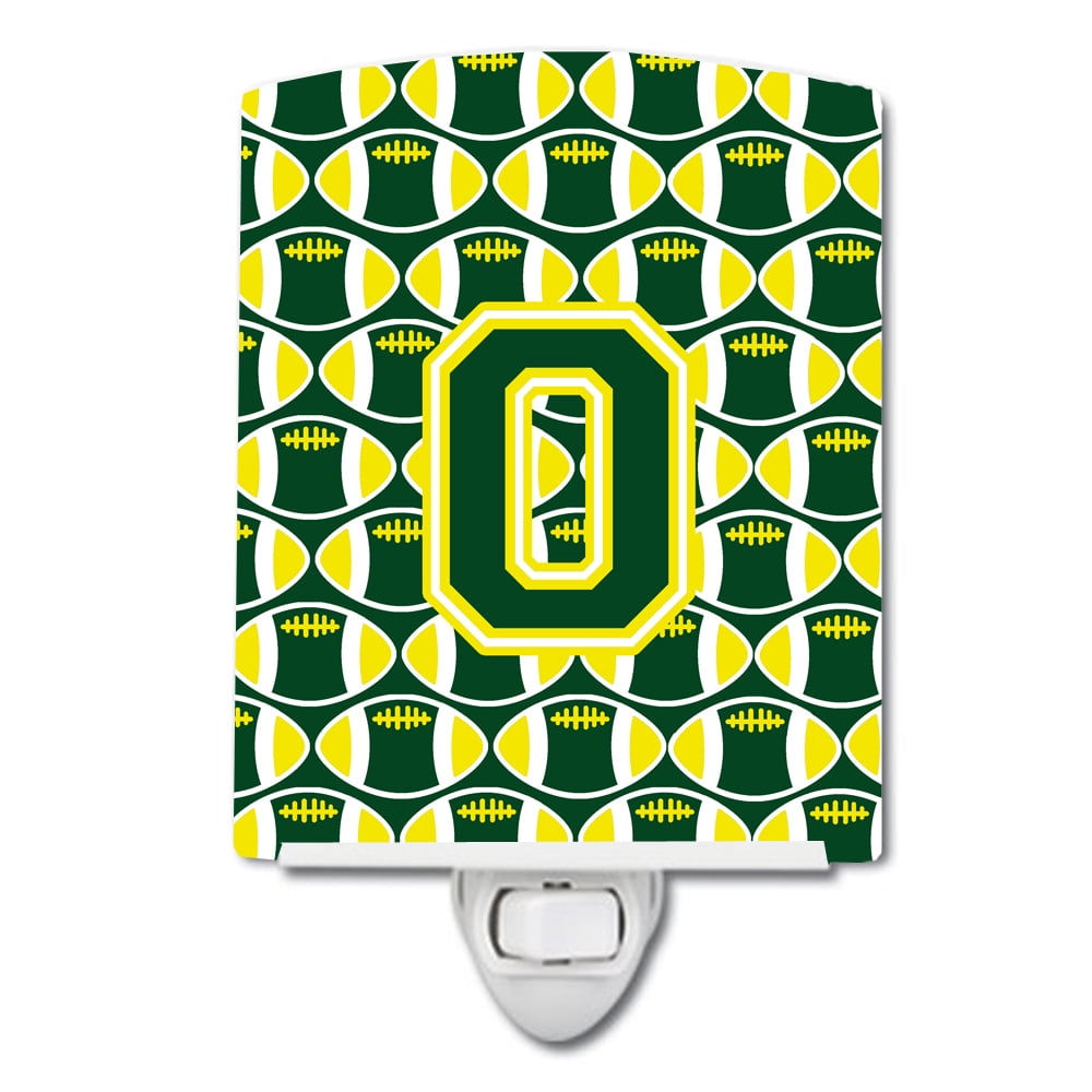 Letter O Football Green & Yellow Ceramic Night Light