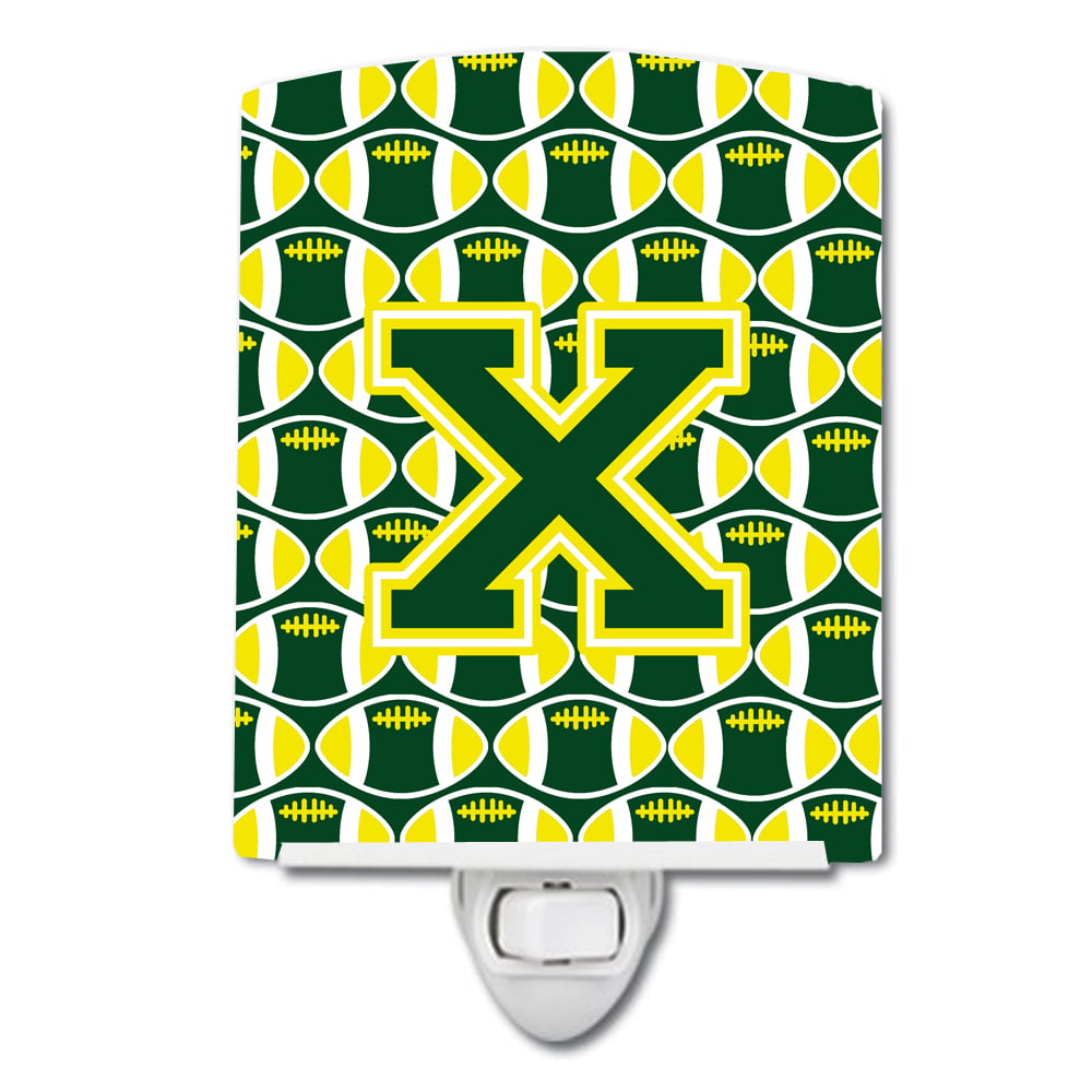 Letter X Football Green & Yellow Ceramic Night Light