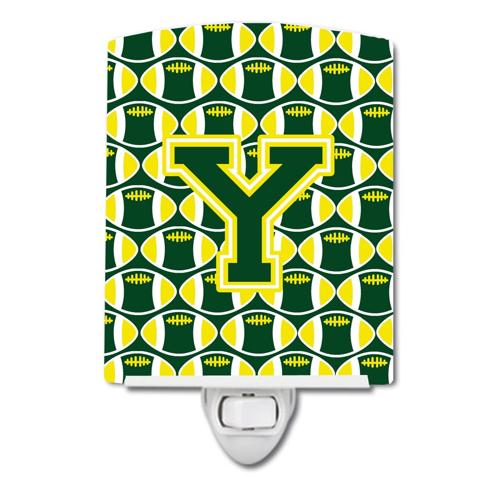 Letter Y Football Green & Yellow Ceramic Night Light