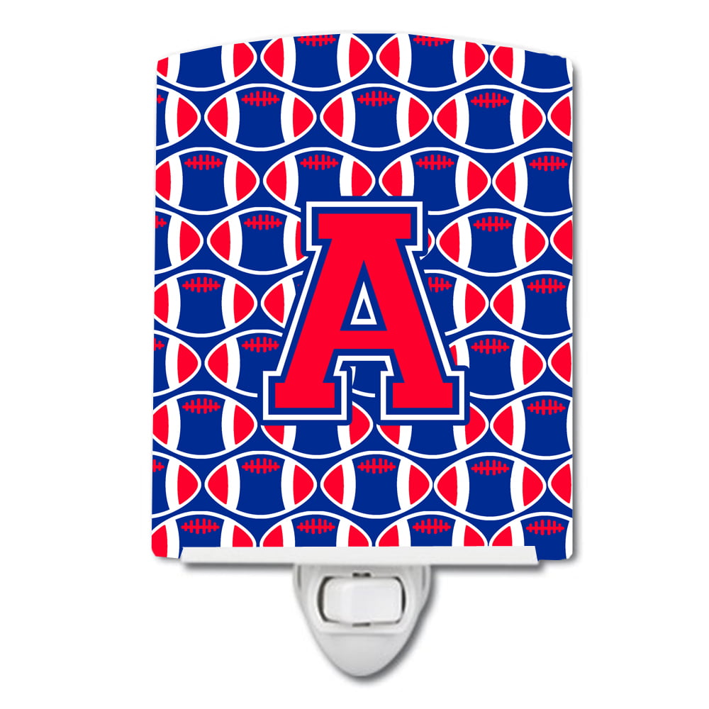 Letter A Football Harvard Crimson & Yale Blue Ceramic Night Light