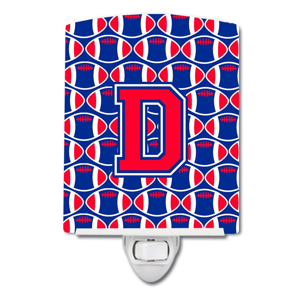 Letter D Football Harvard Crimson & Yale Blue Ceramic Night Light