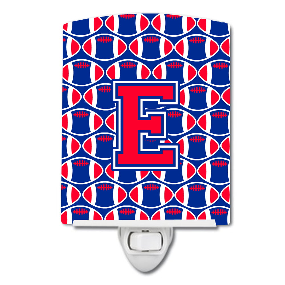 Letter E Football Harvard Crimson & Yale Blue Ceramic Night Light