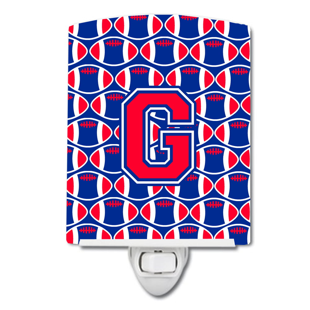 Letter G Football Harvard Crimson & Yale Blue Ceramic Night Light