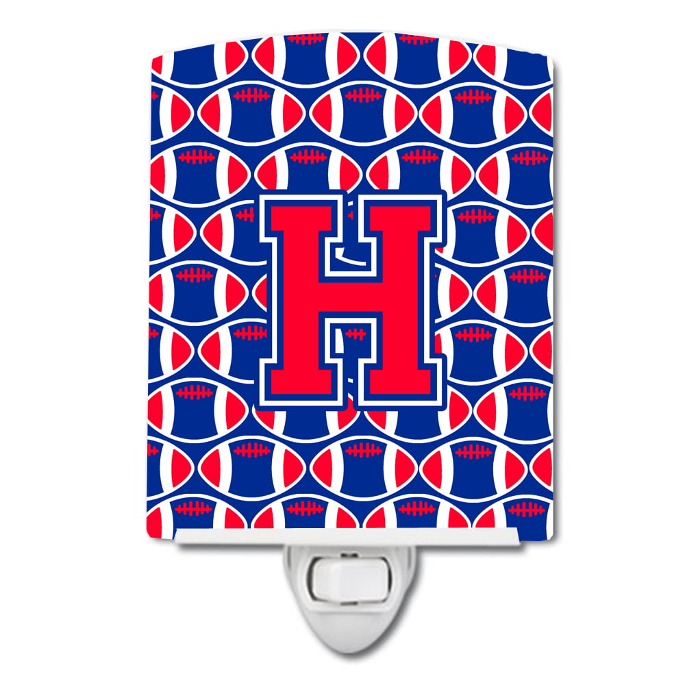 Letter H Football Harvard Crimson & Yale Blue Ceramic Night Light