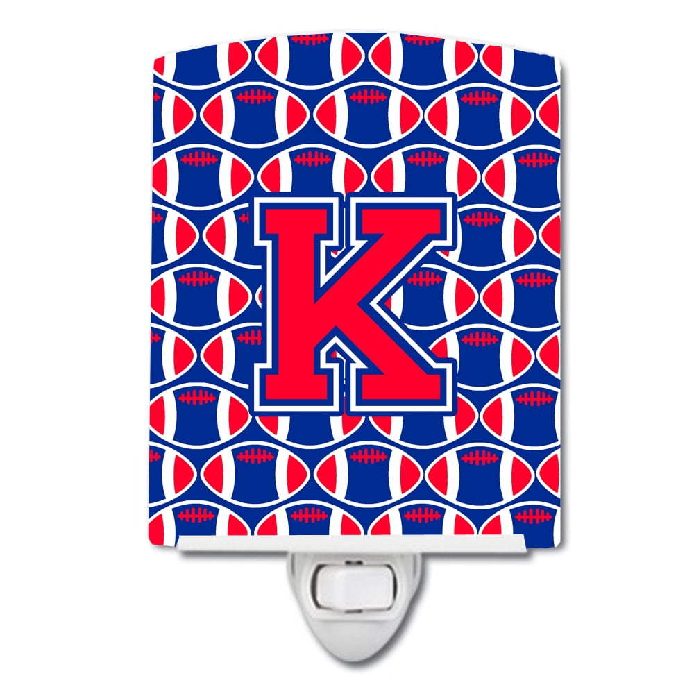 Letter K Football Harvard Crimson & Yale Blue Ceramic Night Light